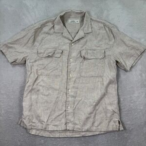 The A&F Summer‎ Linen Blend Shirt Mens Large Button Up Camp Short Sleeve Casual